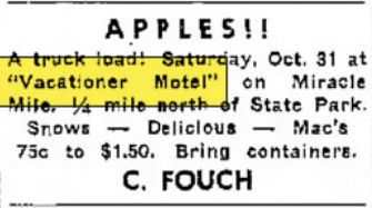 Vacationer Motel - Oct 1959 Ad